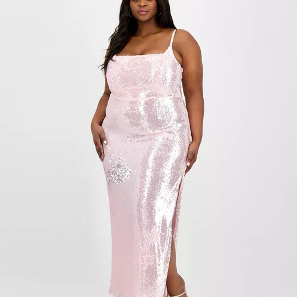 B Darlin Pink Sequin Maxi Dress